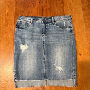KUT Distressed Denim Connie Mini Skirt, Women’s Size 10 Blue